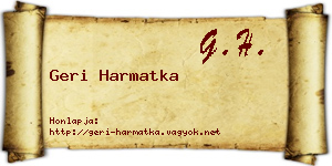 Geri Harmatka névjegykártya